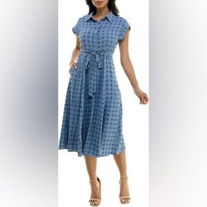 Nordstrom Blue Midi Dress with Dots